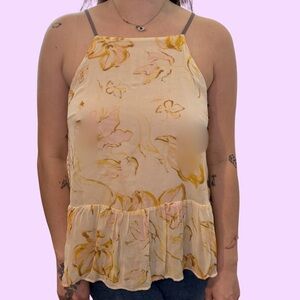 HD in Paris Floral Halter Tank Top - Cream and Yellow